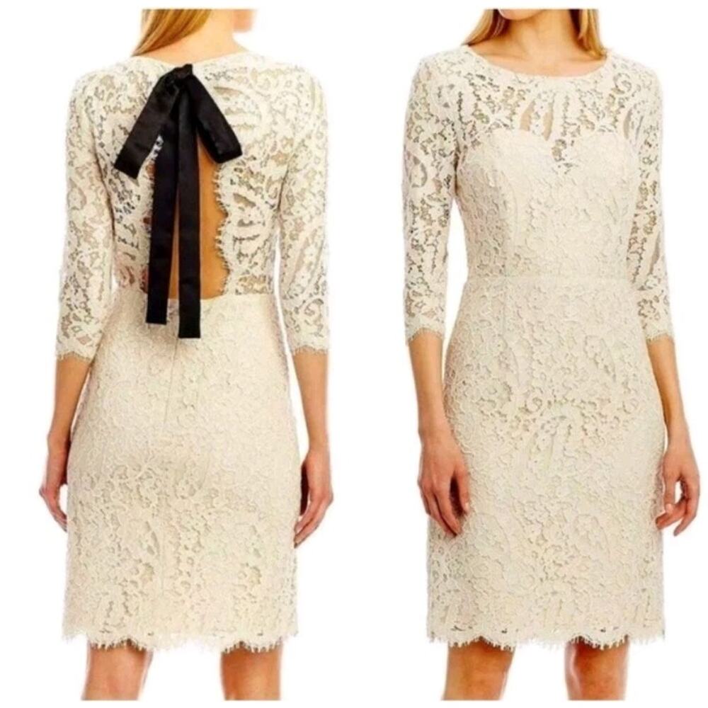 NWT Nicole Miller Bridal Formal Ivory Lace Sheer Open Back Romantic Size 4